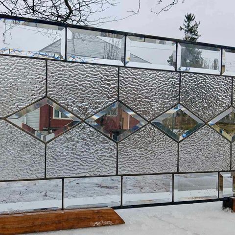 stained glass in bathroom