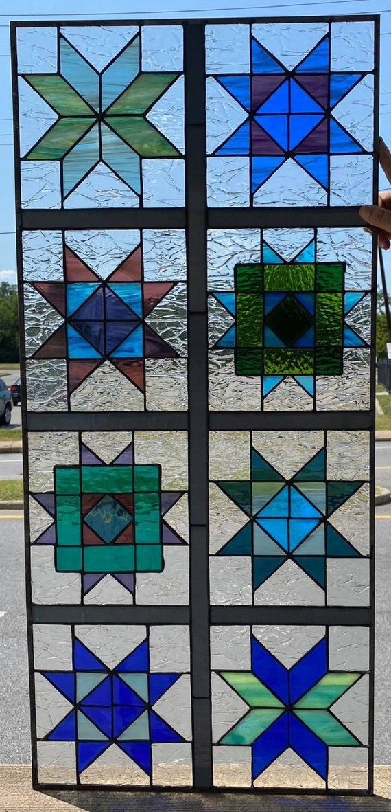 W- 433 Quilt Squares-Stained Glass Window